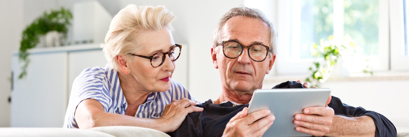 Older couple watching tablet together